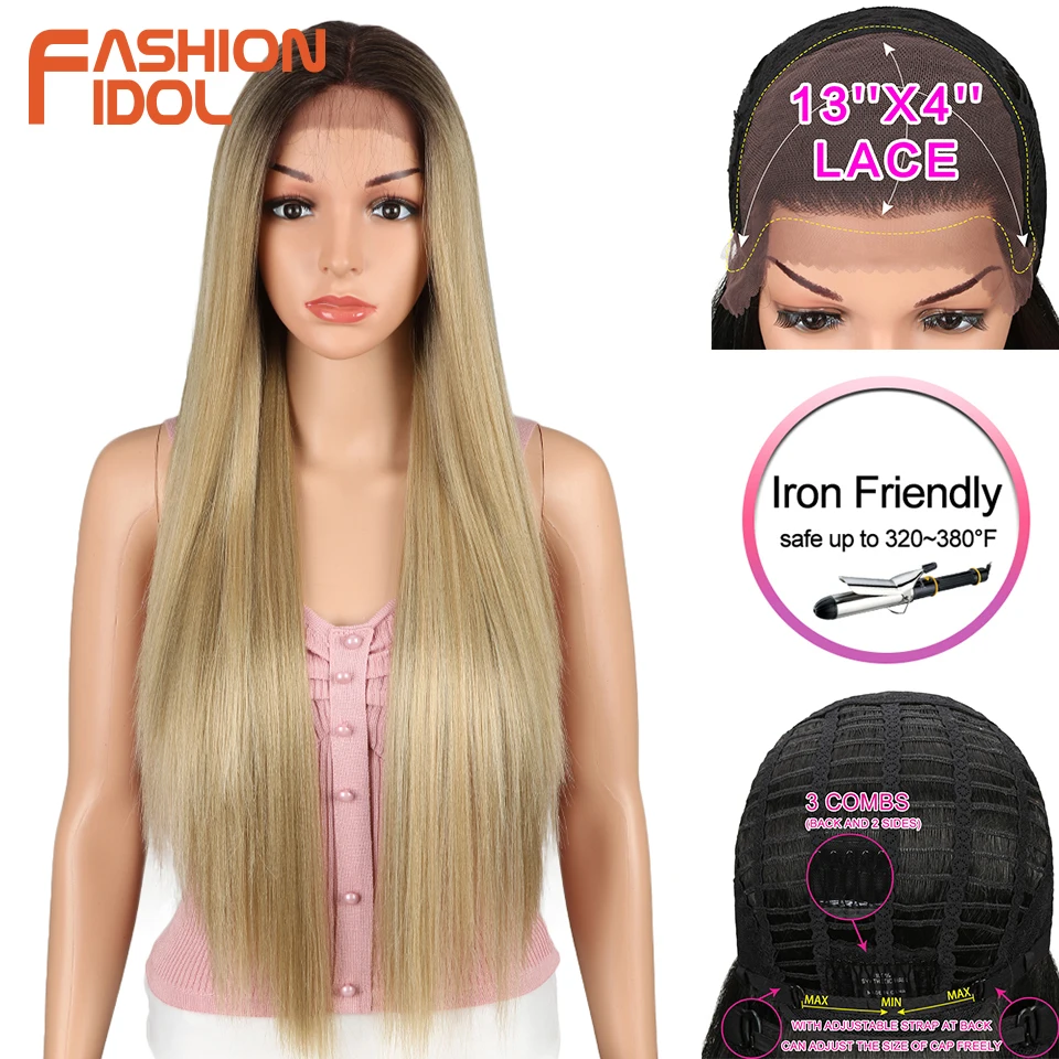 Парик Модный IDOL 13X4 на сетке спереди для чернокожих женщин термостойкие прямые