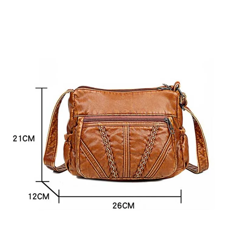 

Soft PU Leather Shoulder Bag Women Retro Messenger Bag Multifunction Female Crossbody Bag Big Capacity Lady Handbag