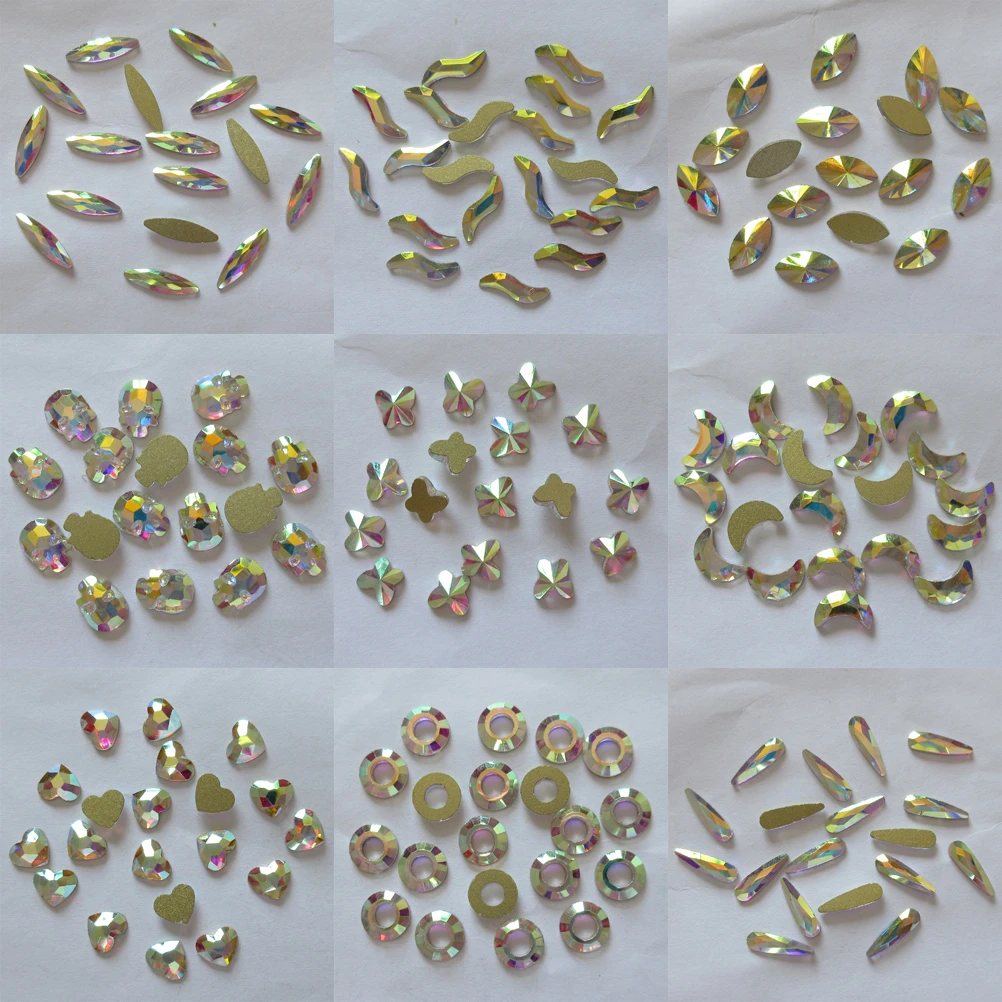 Супер Блестящий Кристалл AB Стразы не требуют горячей исправить FlatBack особой Форма