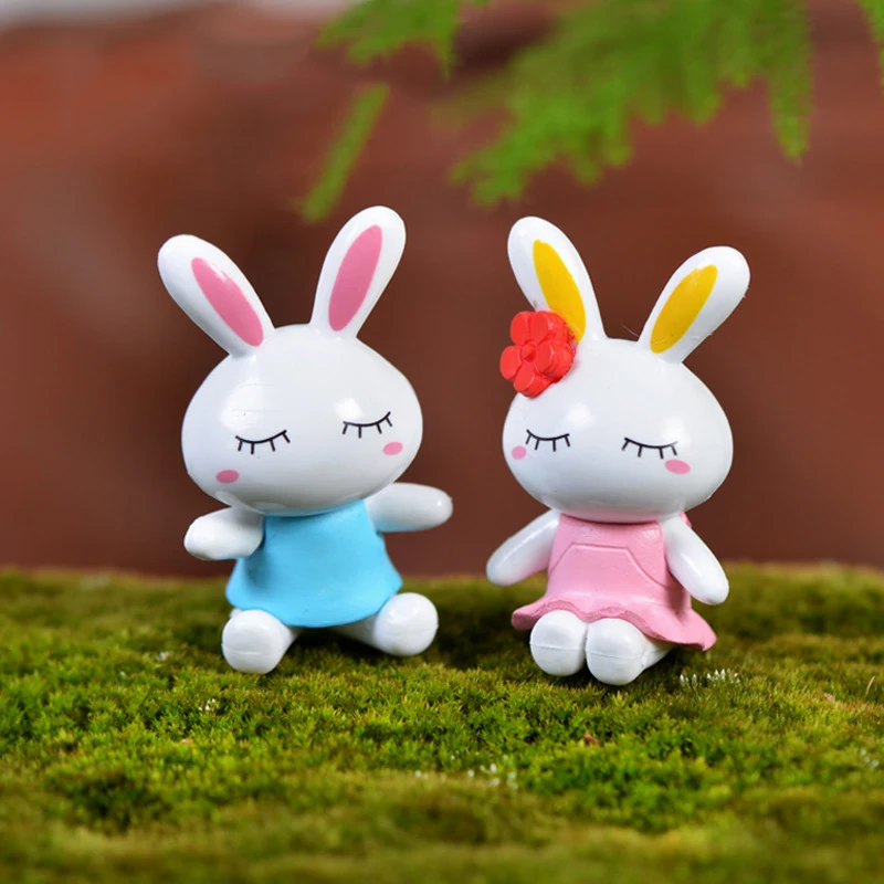 

2 шт., большие уши, кролик, длинная собака, микро-ландшафтное украшение, искусственный материал, Горшечное украшение для пары