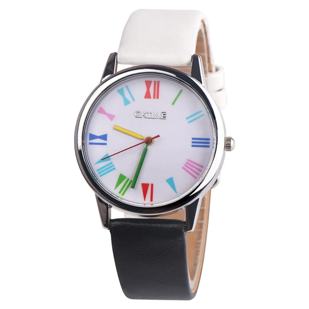 Ретро Радуга дизайн платье серебряный циферблат кожаный ремешок Аналоговый