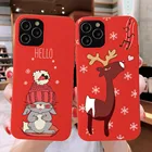 Красный Рождественский мягкий чехол из ТПУ для телефона iPhone 11 Pro Max SE 6 7 8 Plus XS XR 12 13, милый мультяшный мягкий чехол из ТПУ