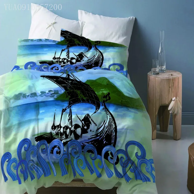 

Комплект постельного белья с 3d-рисунком высокого качества, 2/3 шт., пододеяльник с волнистыми лодками, наволочка, мягкий, односпальный, двуспа...