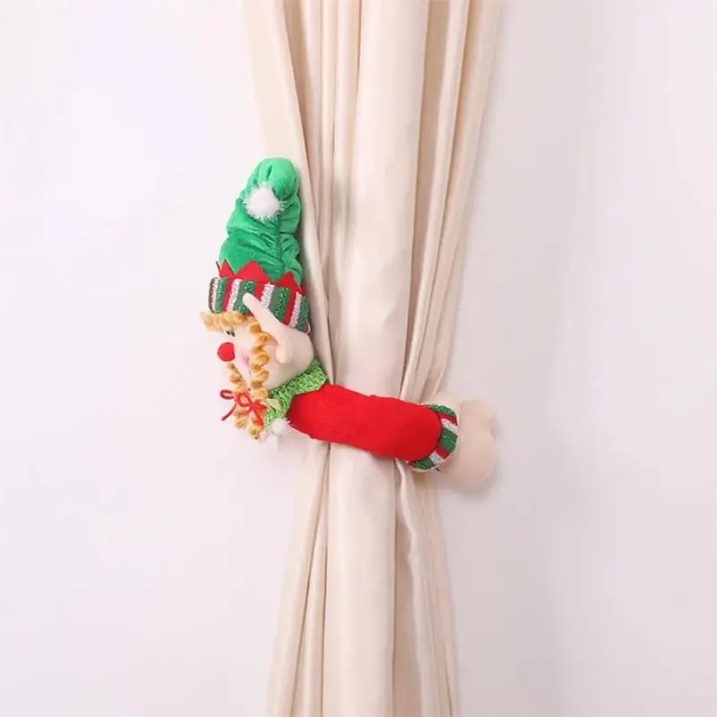 

Christmas Decoration Curtain Buckle Santa Claus Window Decoration Christmas Cartoon Doll Curtain Bedroom Living Room Decoration