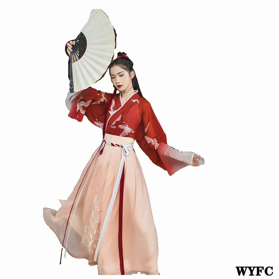 Женская одежда Hanfu по низкой цене женское платье с перекрестной горловиной и