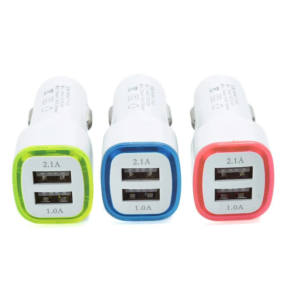 Зарядное устройство (USB адаптер) с подсветкой в автомобильный прикуриватель на 2