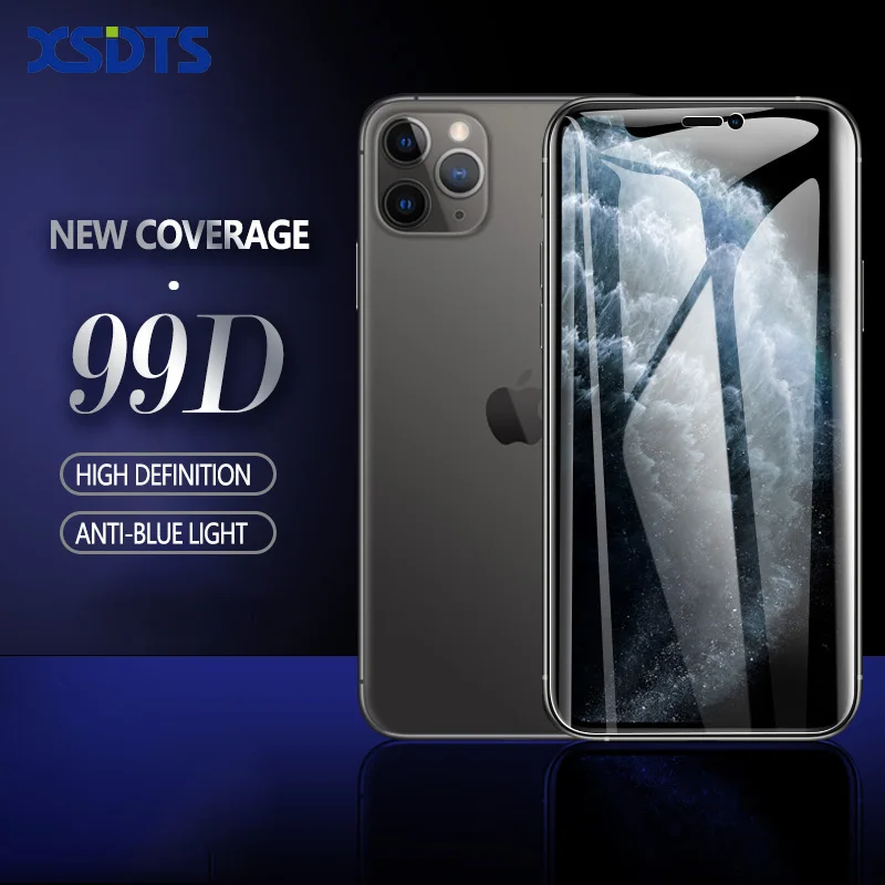 Закаленное стекло 99D с защитой от синего излучения для iPhone 11 Pro X XS Max XR 8 7 6 6S Plus HD