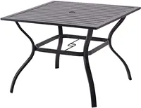 Patio Dining Outdoor Metal Square Table with Umbrella Hole