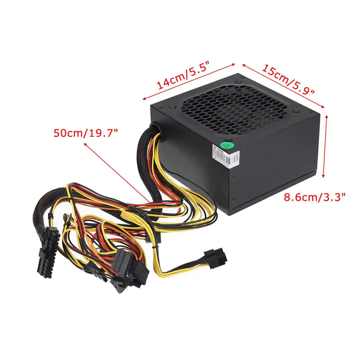 

600W PC Computer Power Supply Computer PC CPU Power Supply 20+4-pin 12cm Fans ATX 12V Molex PCIE w/ SATA PCI Connect Computer