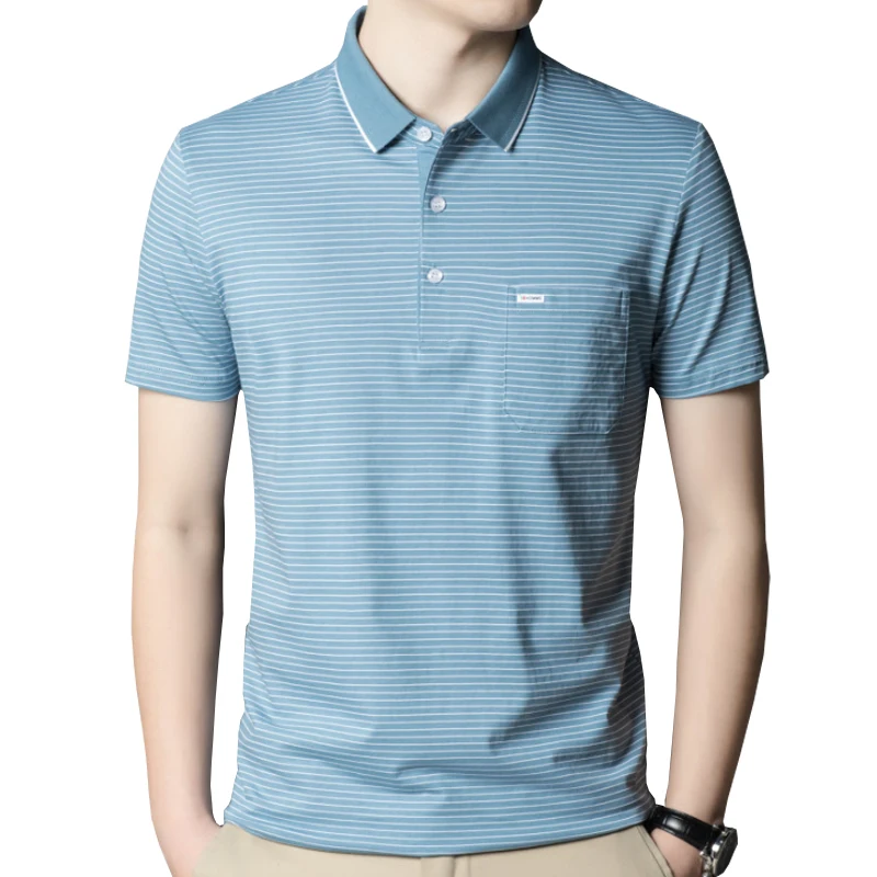 Новинка летняя рубашка поло высокого качества брендовая с карманами мужские