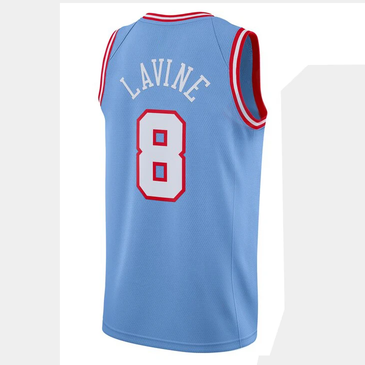 

Mens New American Basketball Clothes Chicago Bulls Zach LaVine European Size Ball Pants T Shirts Cool Tops Loose Cloth
