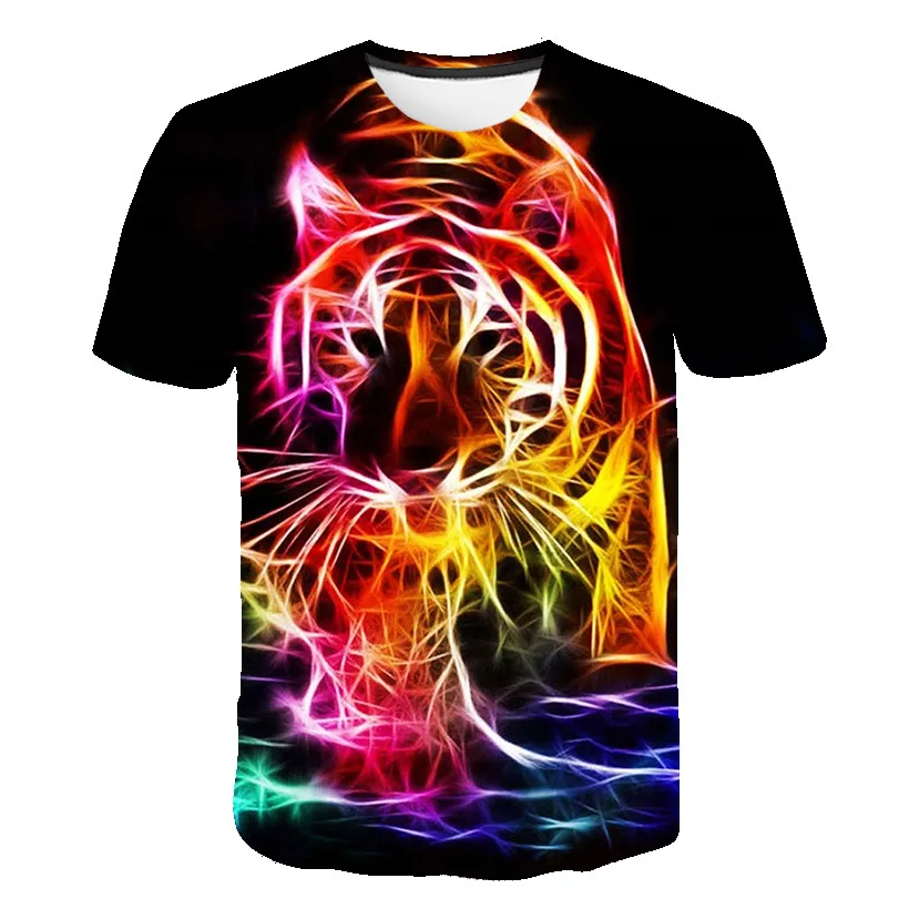 

2020 Cool Men Short Sleeve T-Shirts Animal Tiger 3D Print T Shirt Summer Harajuku Hip Hop Casual Round Neck Plus Size Streetwear