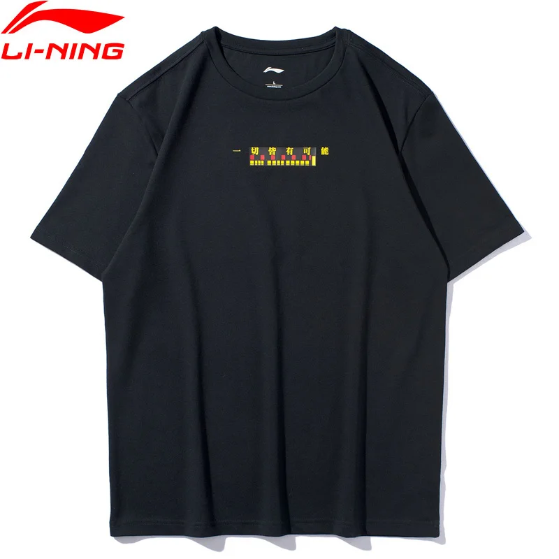 Мужская футболка с коротким рукавом Li Ning Спортивная из 100% хлопка графическим