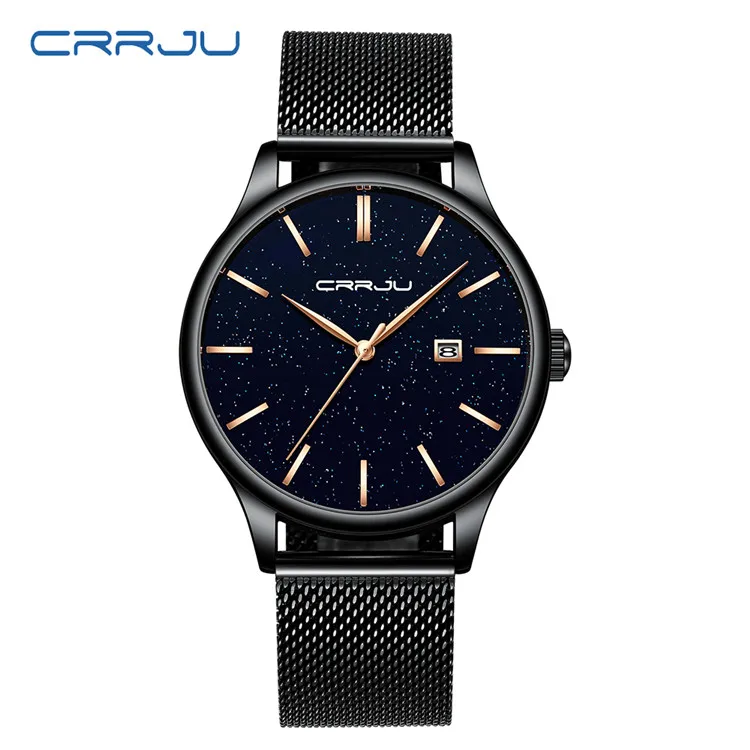 Mens Fashion Stainless Steel Watches relogio masculino CRRJU Luxury Men Casual Dress Waterproof Quartz Wristwatch | Наручные часы