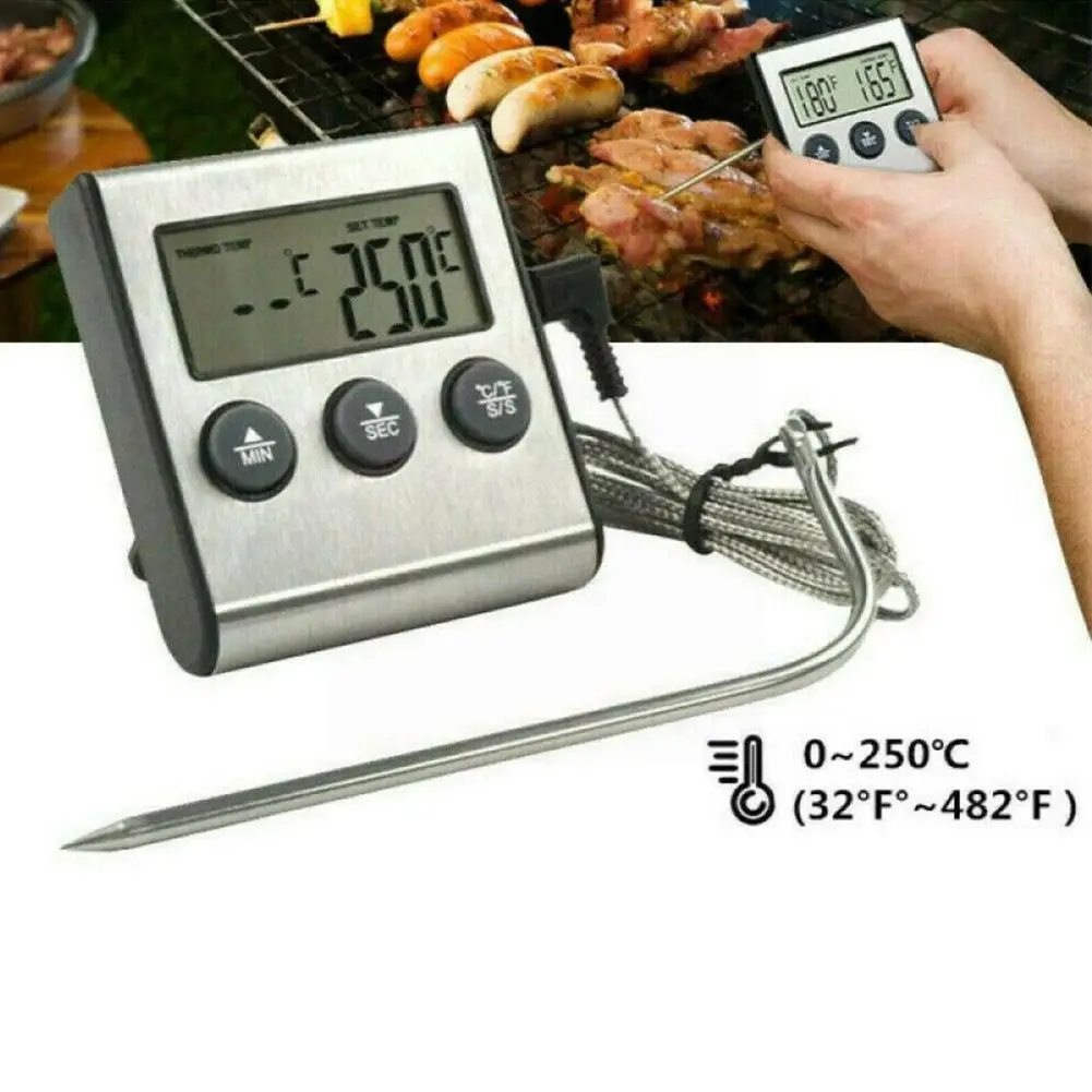 

Digital Barbecue Meat Thermometer For Oven Thermomet With Timer Meat Probe Cooking Kitchen Thermometer For Meat D6r9