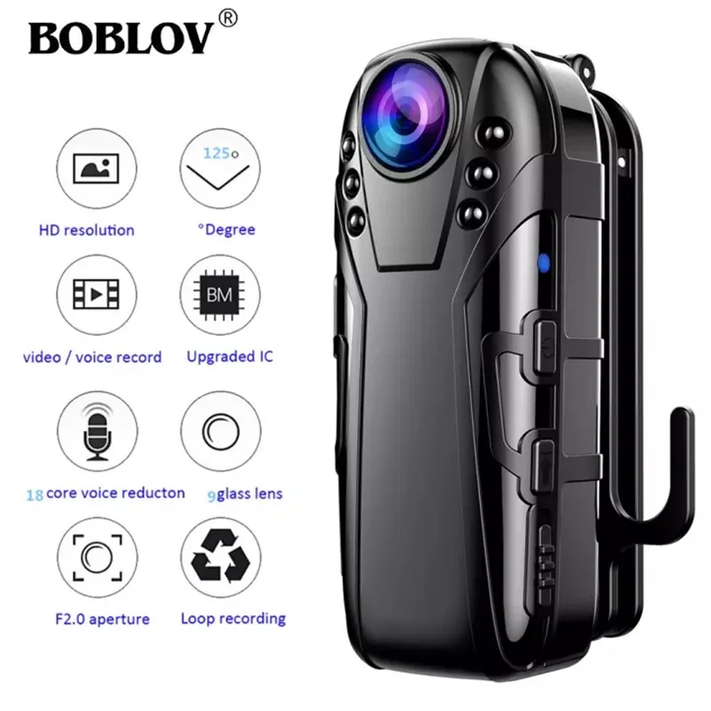 Boblov L02 маленькая камера Full HD 1080P Портативная Камера полицейский видеорегистратор