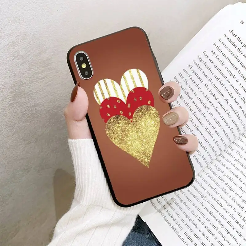 

Gold Rose Love heart Phone Case For iPhone 8 7 6 6S Plus 5 5S SE 2020 12pro max XR X XS MAX 11 case