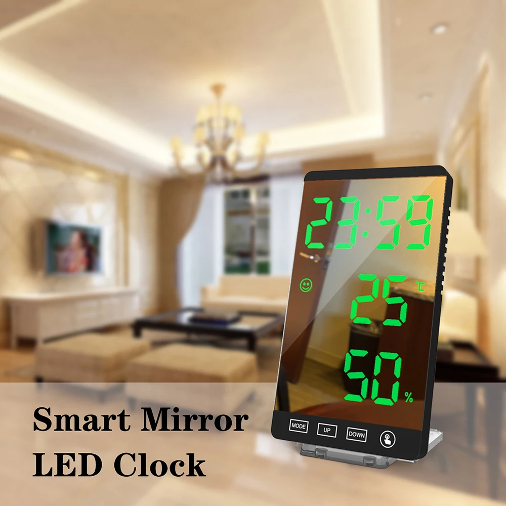 

Alarm Clock USB Thermometer Digital LED Mirror Display Table Christmas Gift