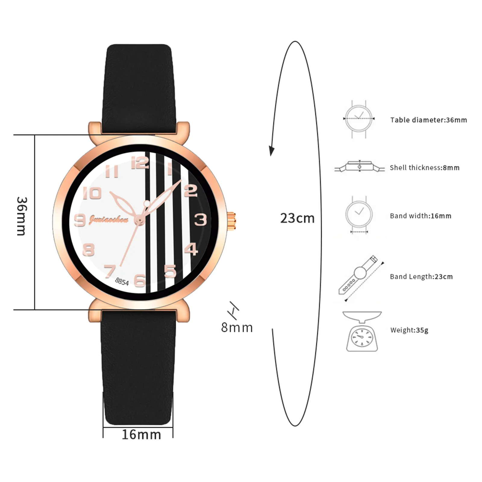 

Fashion Stripe Print Leather Band Ladies Wristwatch Women Clock Stainless Steel Dial Watches Relojes Mujer Montre Femme Luxe