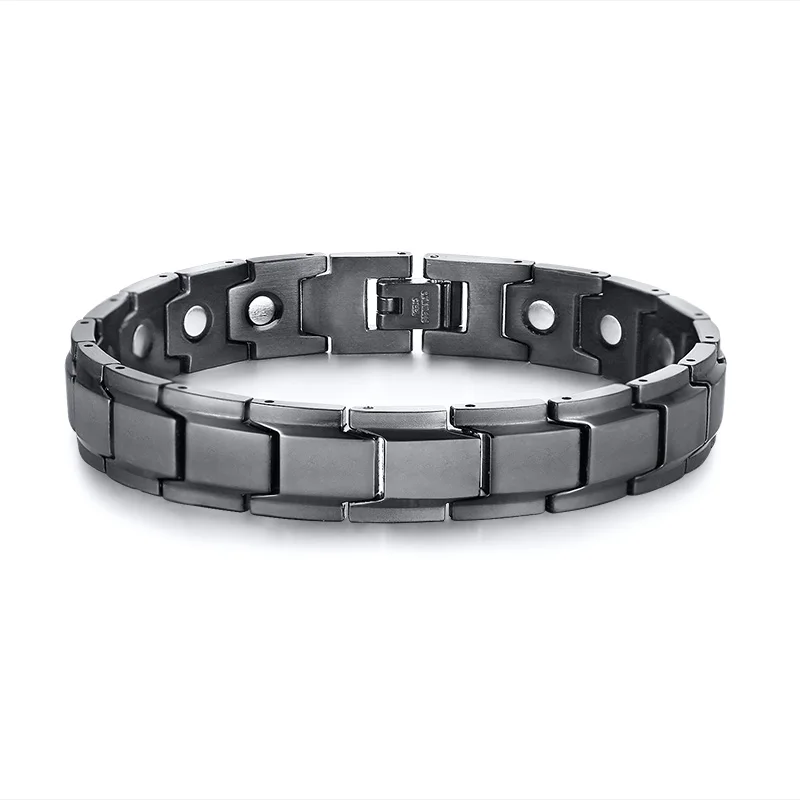 

natural stone bracelet Wholesale black charm cuff bangles stainless steel jewelry men's magnet bracelet