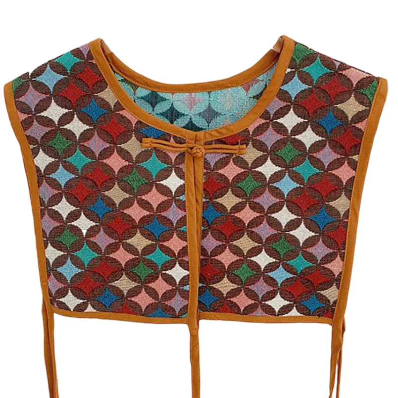 

Подарок на Новый год, дизайнерский шарф для женщин, ретро Звезда, вышивка, искусственный воротник, топ, модные дорожные шали