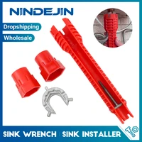 nindejin 8 in 1 fauce socket wrench kitchen sink flume multifunctional water pipe anti slip bathroom plumbing hand installer