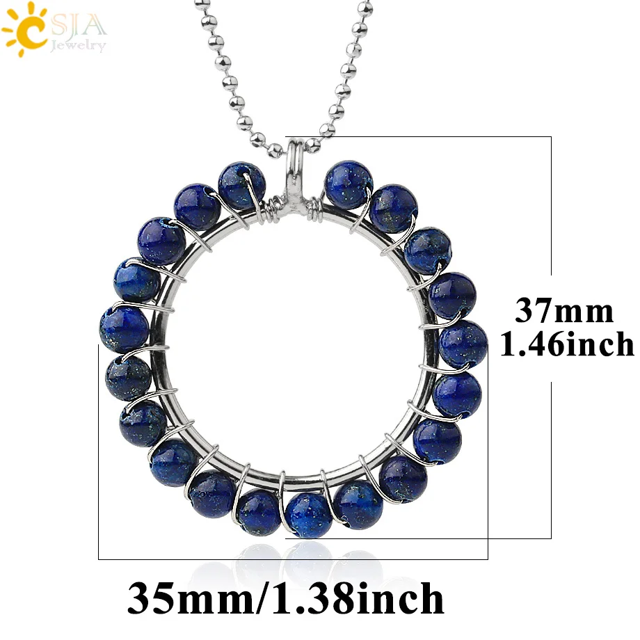 Ожерелье CSJA с круглым кулоном из натурального хрустального камня 5 мм ожерелья