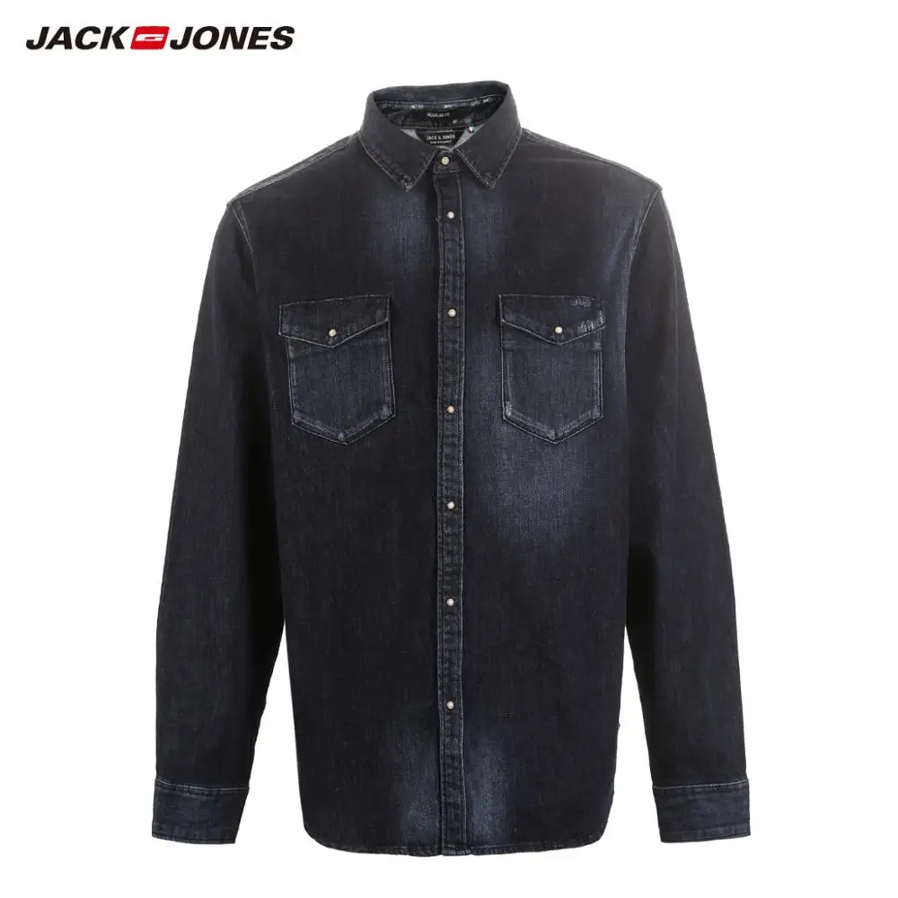 Джинсовая рубашка JackJones Мужская базовая повседневная с длинным рукавом 219105551 |