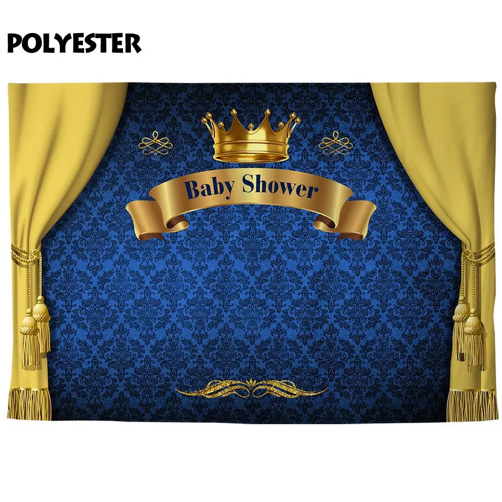 Фон для фотосъемки с изображением мальчика Funnytree Baby Shower Prince занавеска синей