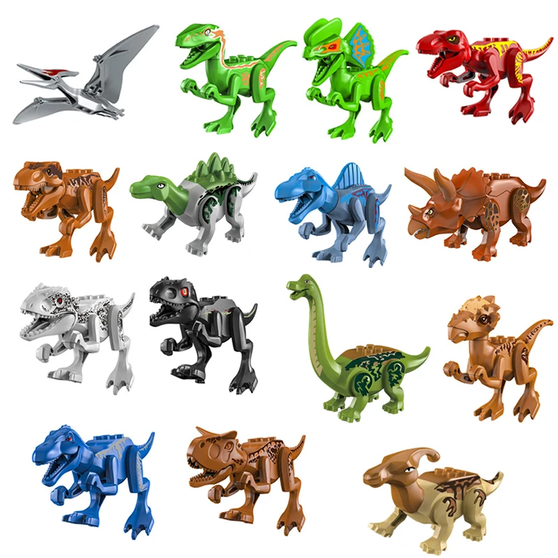 

15pcs of Dinosaur Toy Mini Building Blocks Jurassic Dinosaur World Velociraptor Tyrannosaurus Model Toy Brick Children's Gift