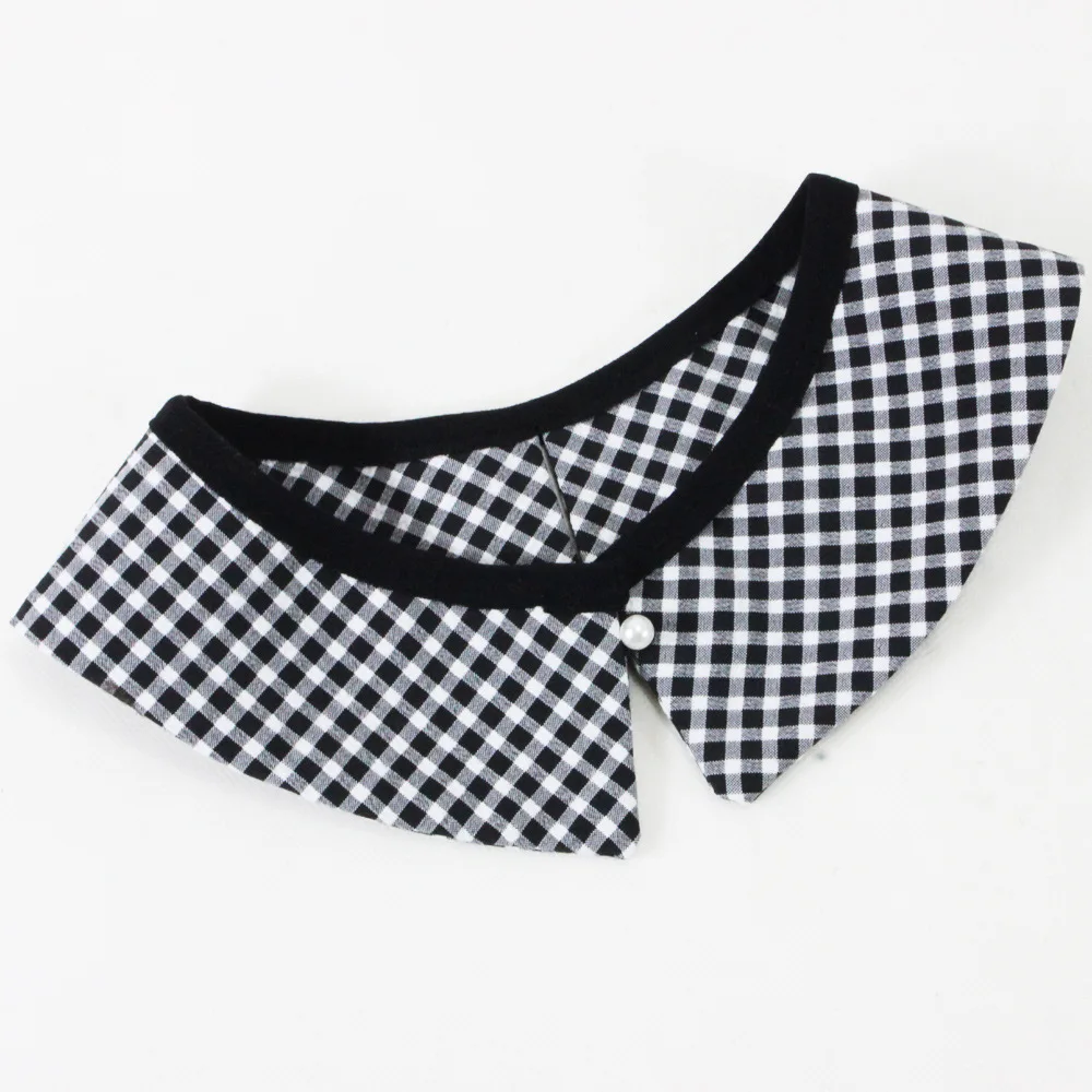 

2021 Plaid Fake Collars for Women Doll Lapel Detachable Collar Sweater Blouse Tops Neck Shawl Wrap Female Faux False Collars