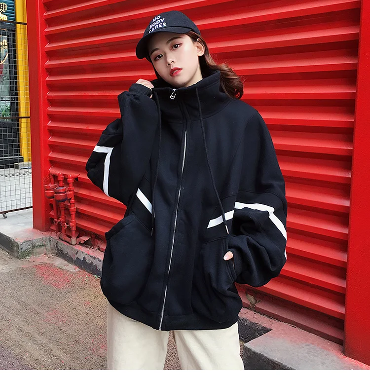 Куртка женская осень супер пламя рубашка Женская Корейская версия Harajuku ветреная свободная плюс бархат с длинными рукавами Спортивная одежда