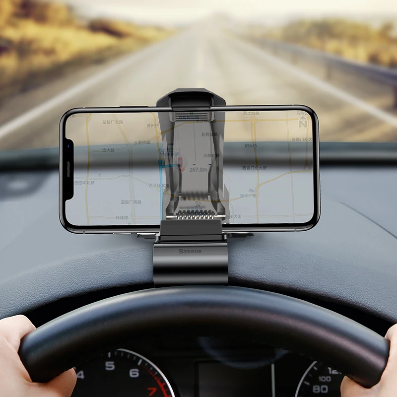 Black Автомобильный держатель для телефона Baseus Dashboard для iPhone 11 Pro samsung huawei, автомобильный держатель с зажимом, не магнитный держатель для мобильного телефона, подставка - Цвет: Black