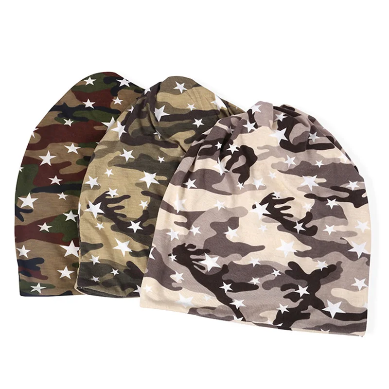 Зимняя женская хлопковая шапка с принтом звезд облегающие шапки для женщин шарф