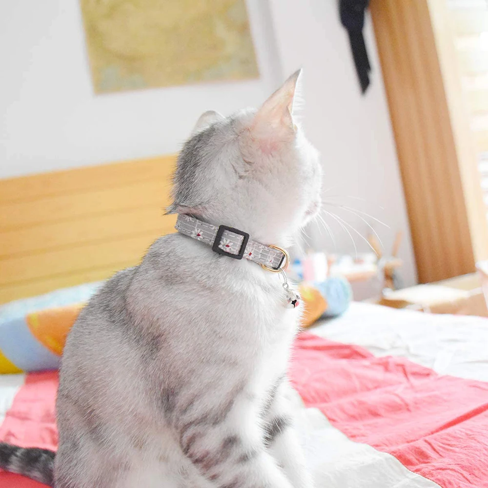 3 упаковки ошейник с колокольчиками прочный милый цветочный узор котенок