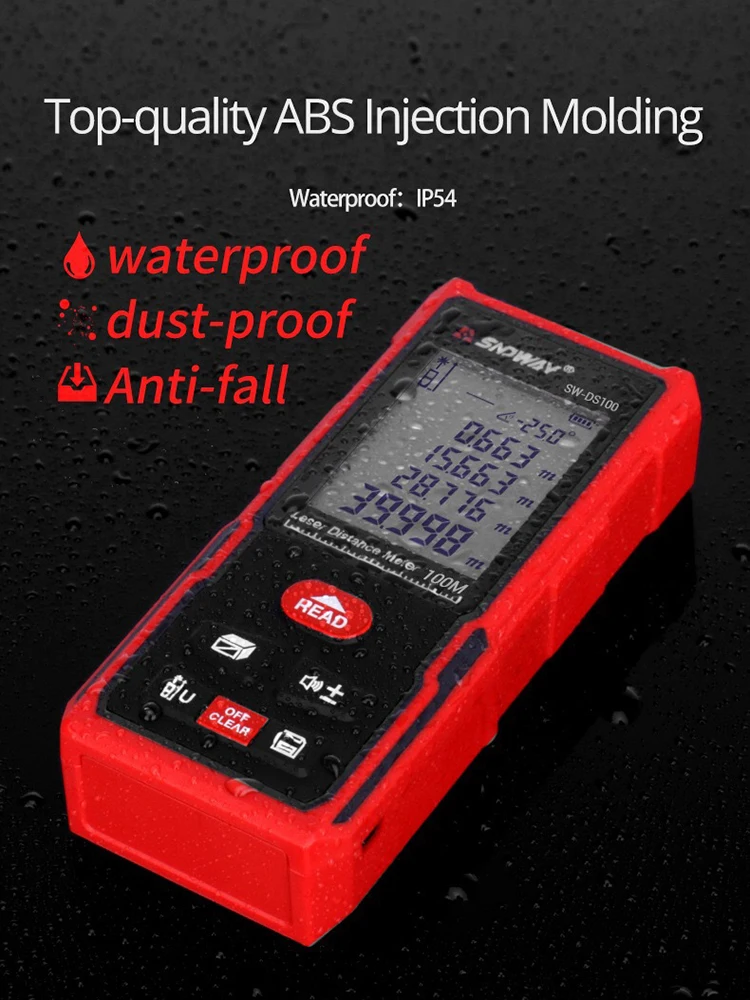 

SNDWAY DS100 Laser Rangefinder Distance Meter 50M 70M 100M 120M Building Laser Rangefinder Tape Range Finder With LCD Backlights