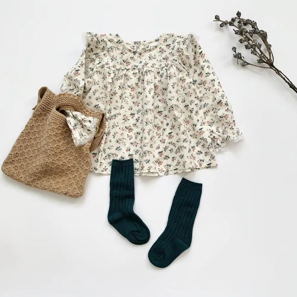 Топы для маленьких девочек Блузка Хлопковая одежда с длинными рукавами и