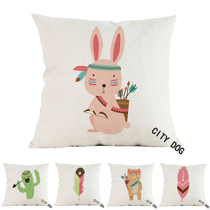 Чехол для подушки Tribe Woodland linen Animal rabbit чехол отелей офиса бара автомобиля дивана