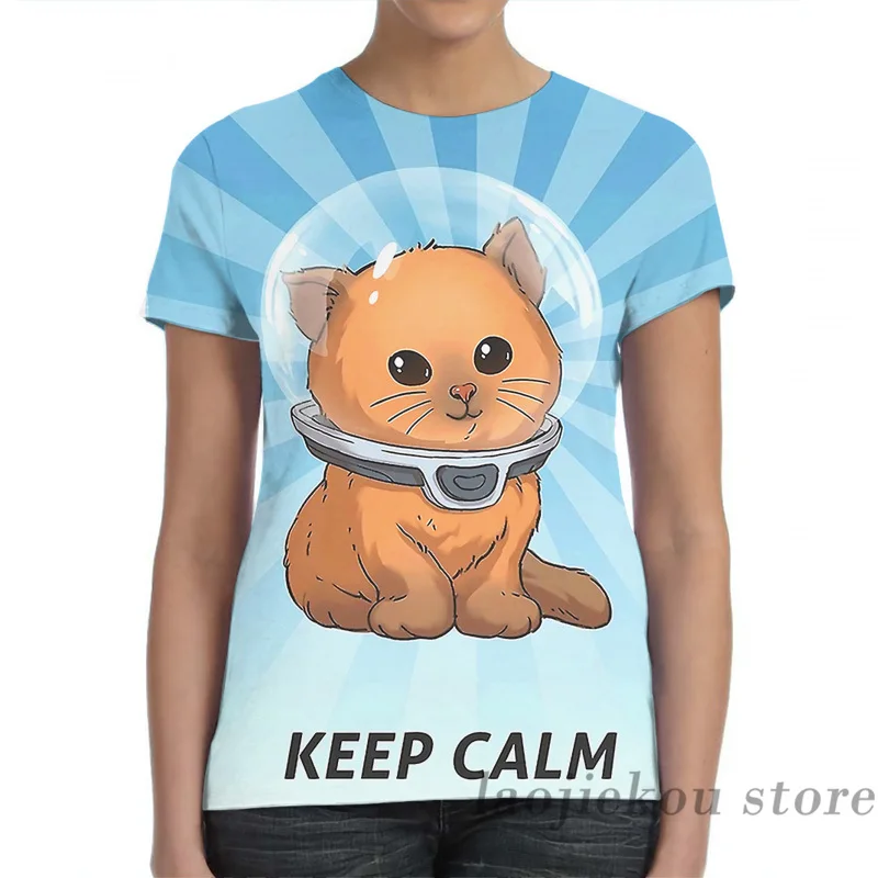 Мужская футболка Subnautica с надписью Keep Calm Kitty женская модная принтом по всей длине