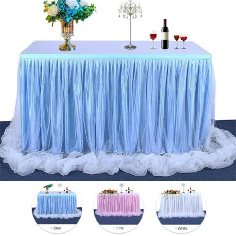 183 x77 cm Wedding Party Tutu Tulle Table Skirt Cover Tableware Cloth Baby Shower Party Home Decor Table Skirting Birthday Party event cocktail cloth decor homdox party table stretch bar tableware cover colors 4 solid wedding