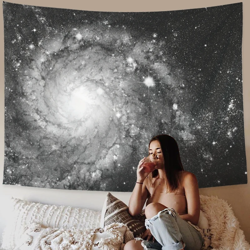 

Starry Sky Tapestry Ins Hanging Cloth Nordic Room Layout Dormitory Background Universe Star Moon Decoration Tapiz Pared Hogar