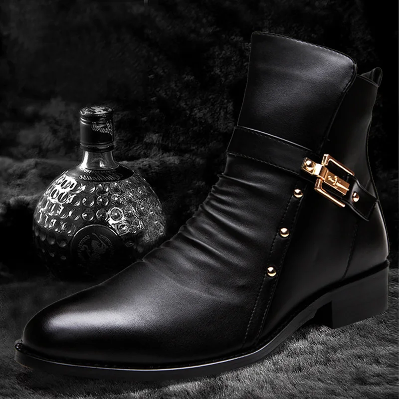 2021 осенне зимняя обувь для мужчин из натуральной кожи на высоком каблуке длина до