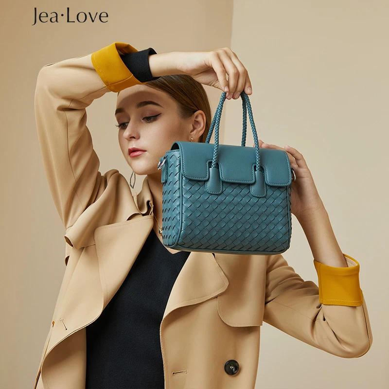 

Женские Кожаные плетеные сумки Jea Love, новые роскошные модные простые вместительные сумки-мессенджеры на одно плечо