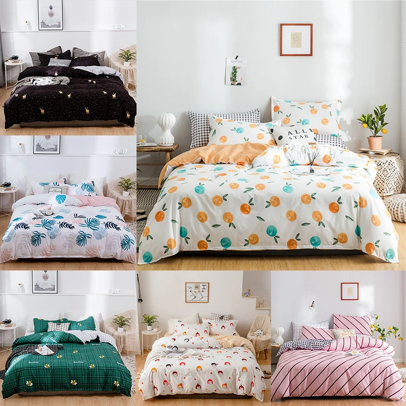 home textiles cartoon orange children's bed linens cute bedding set bedspread with pillows duvet cover sheet quilt | Дом и сад