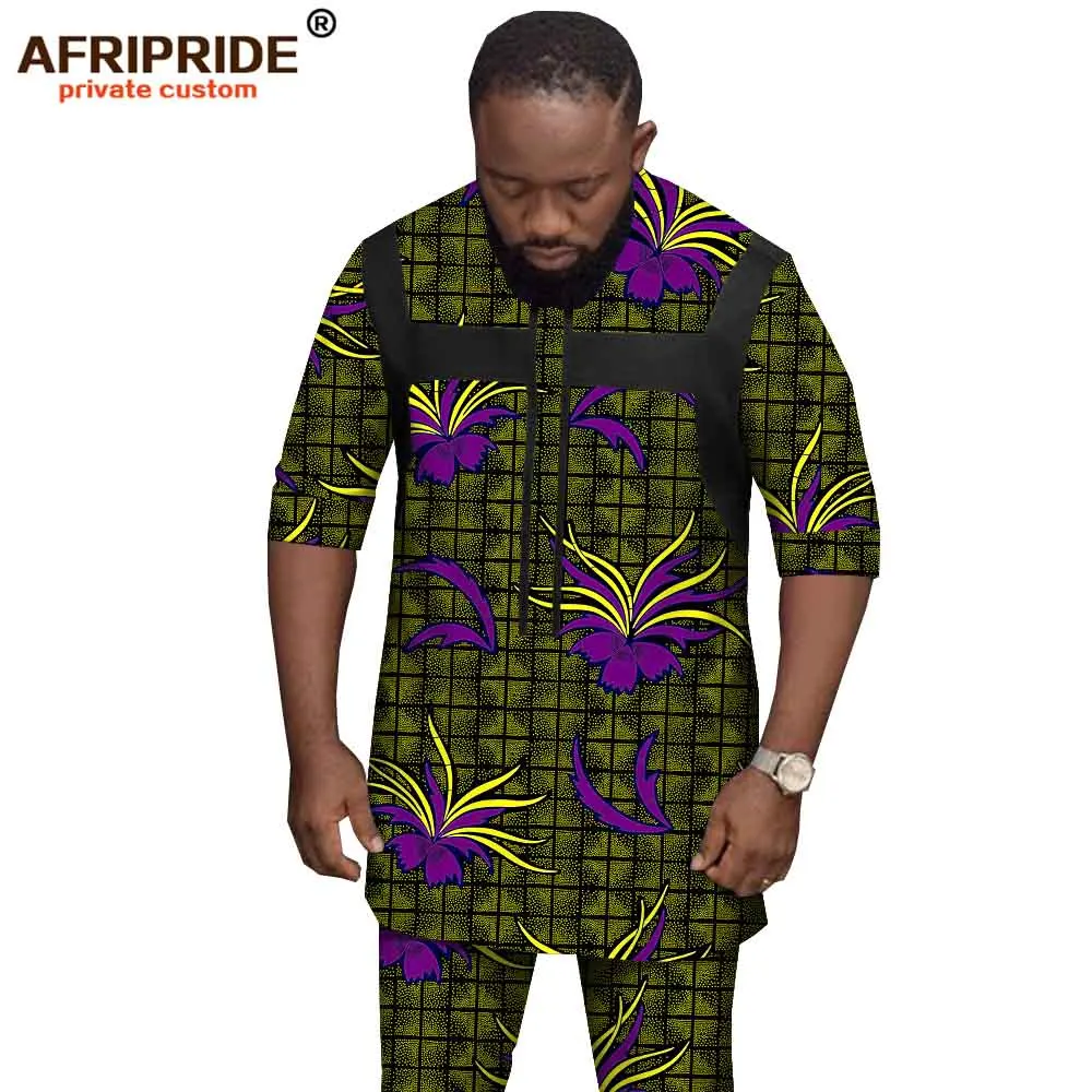 Африканская Мужская одежда этнические наряды короткий топ с коротким рукавом