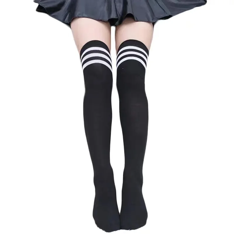 

17 Colors Spring Autumn Girls Student Stripes Thigh Highs Over The Knee Stockings Long Football Socks For Anime School Uniform