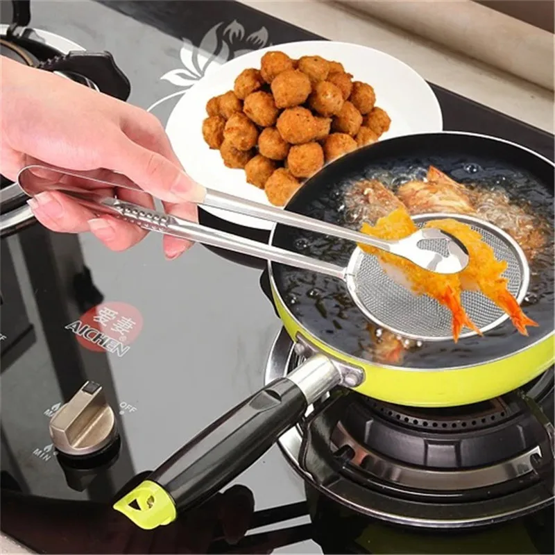 

Kitchen Accessories Gadget Stainless Steel Fried Food Fishing Oil Sieve Filter Barbecue Brush Handheld for Kitchen Cooking Tools