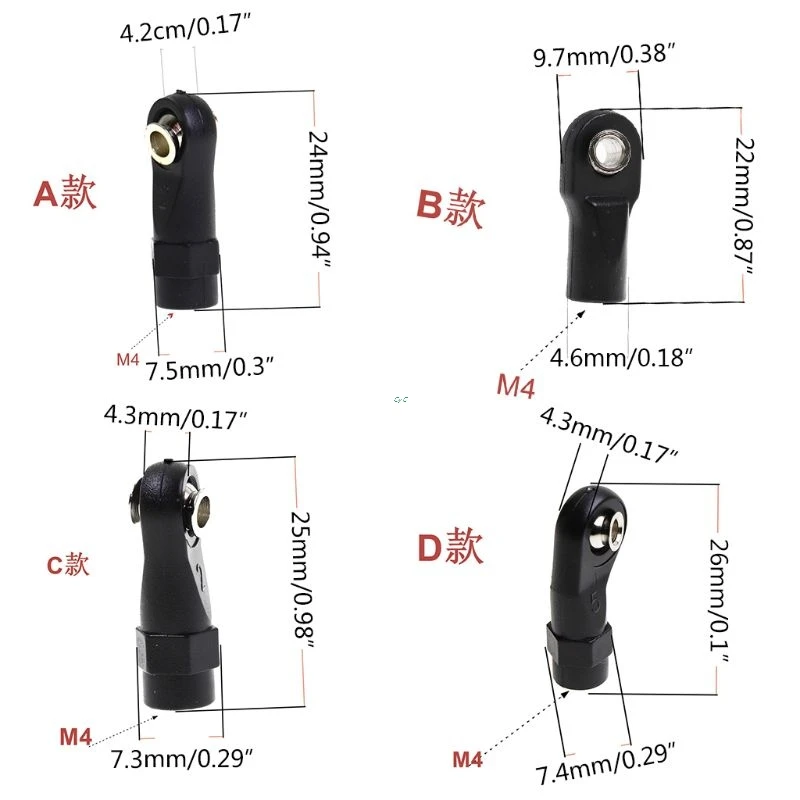 10 шт. Пластик концы стержней ссылка Шарики Обновления Запчасти для 1/10 TRX 4 TRX4