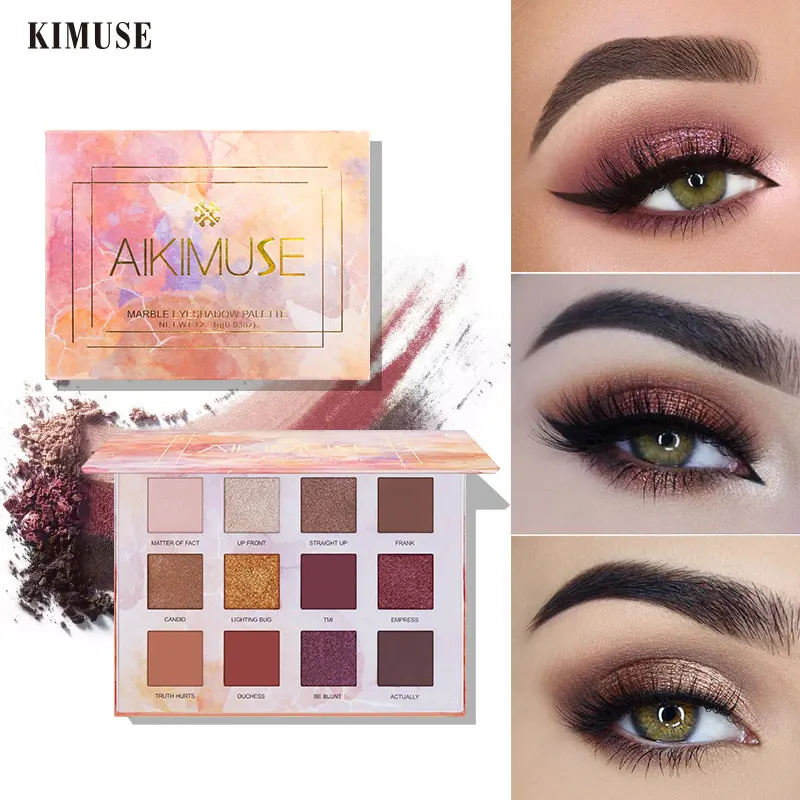 KIMUSE 12 цветов мерцающие тени для век палитра блестящих теней бриллиантовых