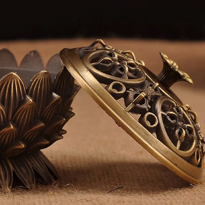 Курильница в форме лотоса из цинково медного сплава латунная мини курильница